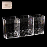 Elegant Crystal-Effect 3-Compartment Acrylic Makeup Brush Holder 