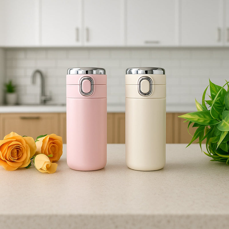 Smart Vacuum Insulated Water Bottle with LED Temperature Display (Mix Color & Design / 320 ML / 1 Pc))