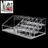 16 Compartment Cosmetic Makeup Jewellery Lipstick Storage Organiser Box, Cosmetic Storage Box Make-up Lipstick Organizer / Lipstick Holder Case  Transparent