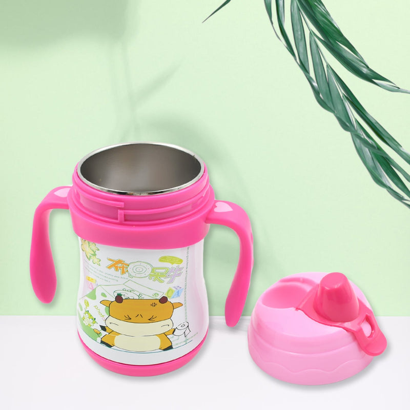 Vacuum Stainless Steel Water Bottle With Carry Handle & Straw Fridge Water Bottle Double Wall, Leak Proof, Rust Proof, Cold &amp; Hot | Leak Proof | Office Bottle | Gym | Home | Kitchen | Hiking | Trekking | Travel Bottle, Tumbler (280 ML)