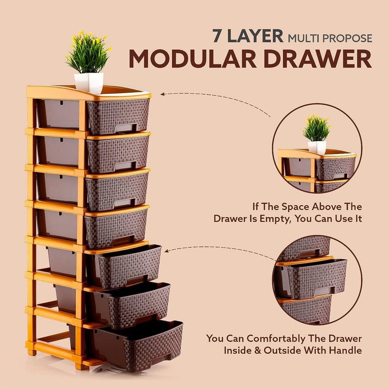 7-Layer Multipurpose Plastic Storage Drawer Organizer