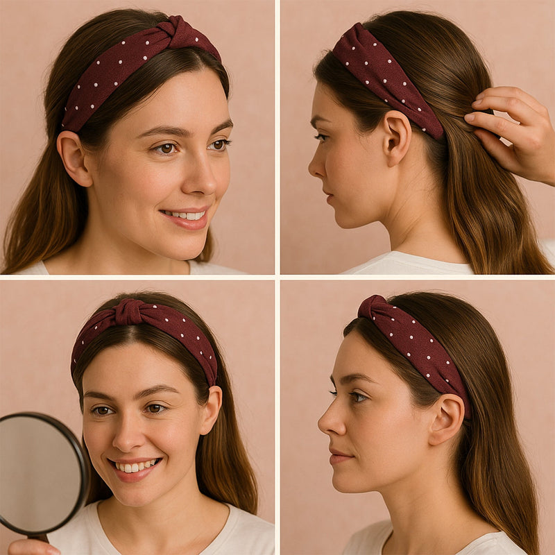 Women's Polka Dot Fabric Knot Hairband – Stylish & Comfortable (1 Pc)