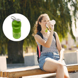 Pre-workout shaker bottle, stainless ball, BPA free, with grip.