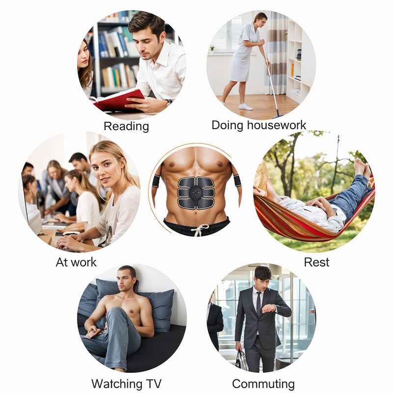 Wireless 6-Pack Abs Stimulator – Rechargeable Vibrating Muscle Exerciser & Body Massager for Abdominal Training