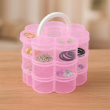 3-Layer Transparent Plastic Flower-Shaped Storage Box with 9 Grids