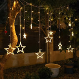 12 Stars LED Curtain String Lights with 8 Flashing Modes for Home Decoration, Diwali & Wedding LED Christmas Light Indoor and Outdoor Light ,Festival Decoration  (Warm White / With Box)