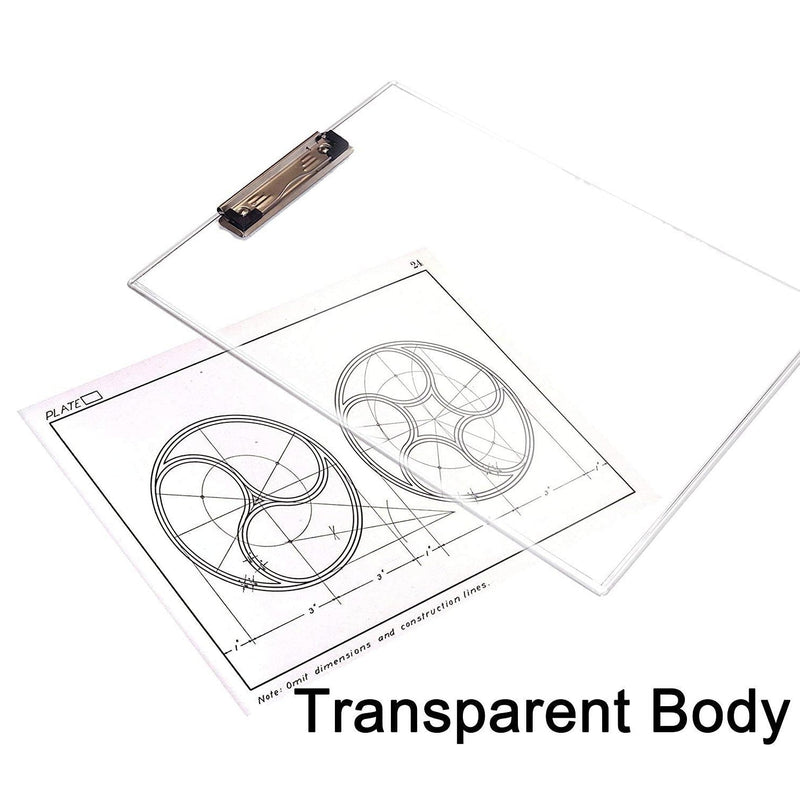Exam pad with measuring side, transparent and flexible