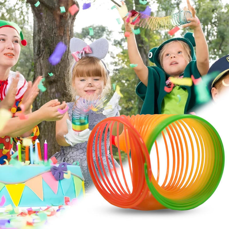 Rainbow Slinky Spring Toy – Compact, Portable Fun Toy for Kids & Adults, Great for Birthdays (1 Pc)