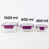 Airtight Square Food Storage Container Set (3 Pc)