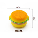 Burger Shape Lunch Box – Double Layer 1000ml Food Container with 2 Spoons for Kids