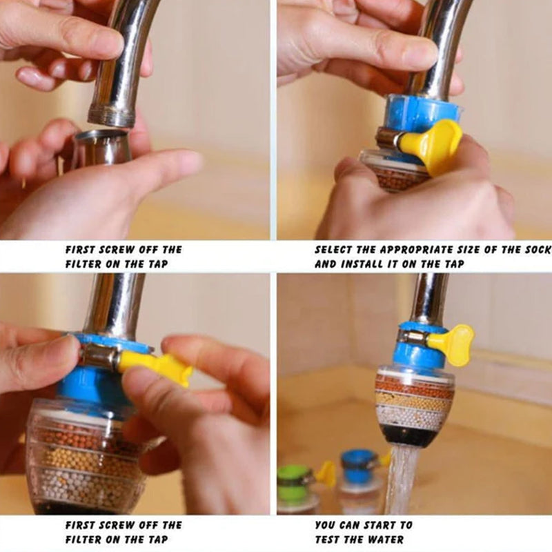 Water Faucet, Clean Purifier Filter Cartridge Water Tap, Upgrade Universal Interface Faucet Filter (Six Layer Purifier)