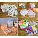 3-Tier 18 Sections Transparent Stackable Adjustable Compartment Slot Plastic Craft Storage Box