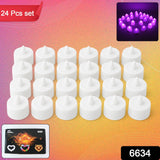 Flameless LED Tealights, Smokeless Plastic Decorative Candles - Led Tea Light Candle For Home Decoration, Diwali (Pack Of 24)