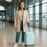 17849 Suitcase For Kids, Girls Green Small Cabin Hard Cover Holiday Carry On Trolley with Extendable Handle, Children's Luggage, Trolley Rolling Luggage for Toddlers Men Woman (Mix Color)