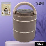 Ganesh Smart Stack 2-Layer Stainless Steel Leak-Proof Lunch Box for Office, School, Picnic