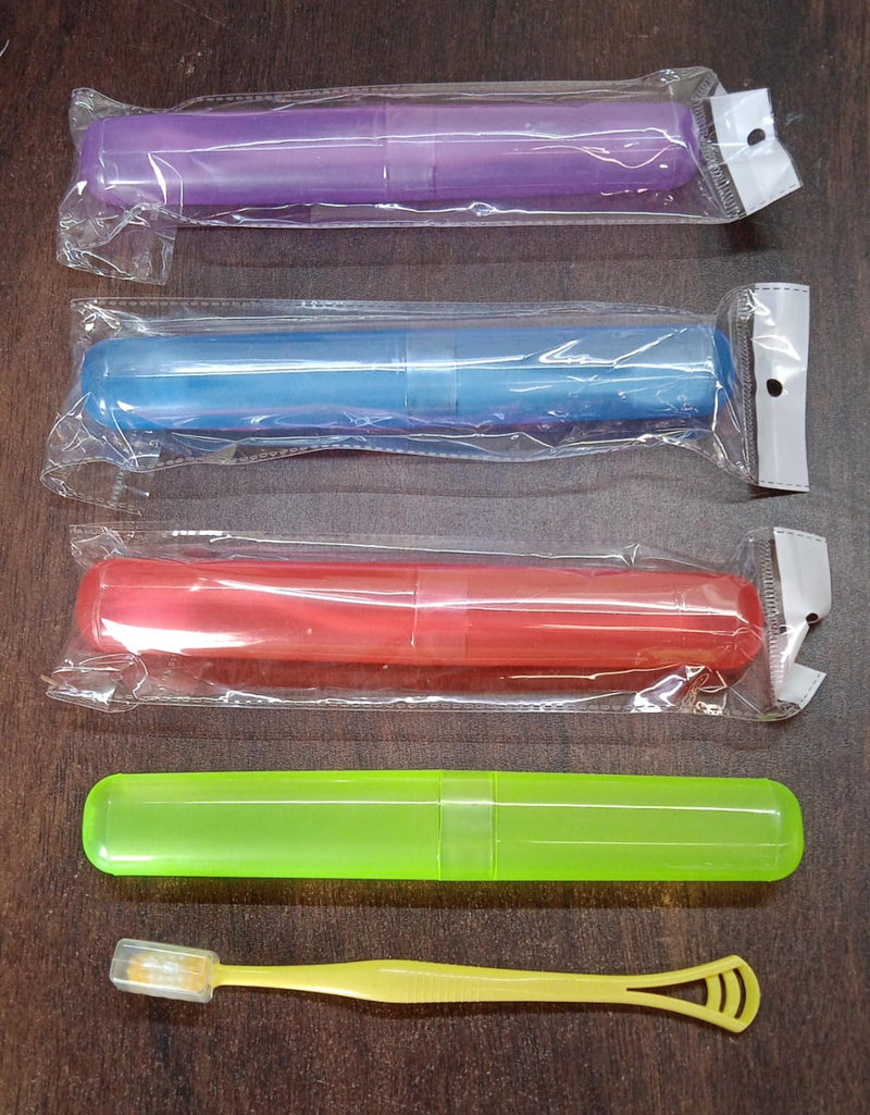 2-in-1 Soft Toothbrush & Tongue Cleaner for All Ages (1 Pc, With Cover)