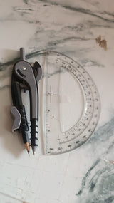 2-Piece Geometry Protractor Set with Lock and Transparent Protractor
