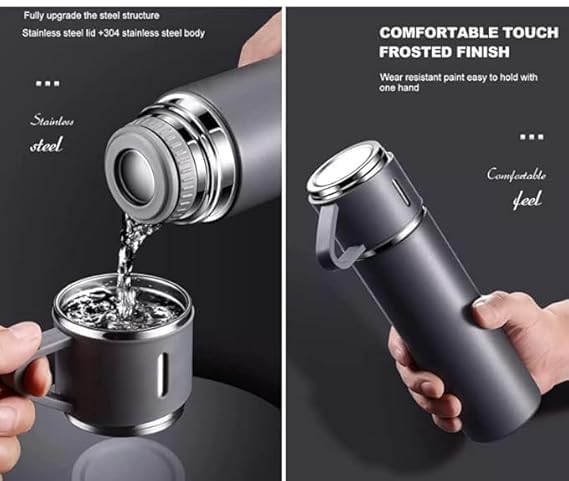 Bottle Water Flask Gift Set Two Cups Hot and Cold