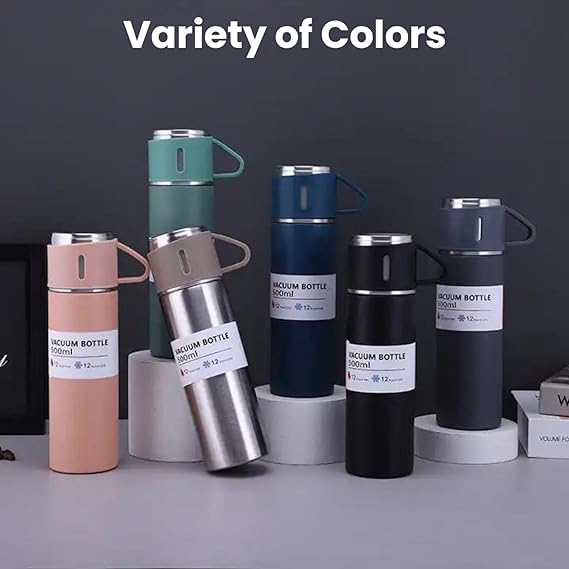 Bottle Water Flask Gift Set Two Cups Hot and Cold