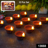 Water Sensor Diyas for Diwali Decoration, Diwali (12 Pcs Set)