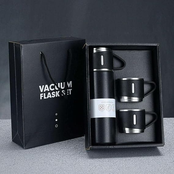 Bottle Water Flask Gift Set Two Cups Hot and Cold