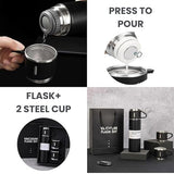 Bottle Water Flask Gift Set Two Cups Hot and Cold