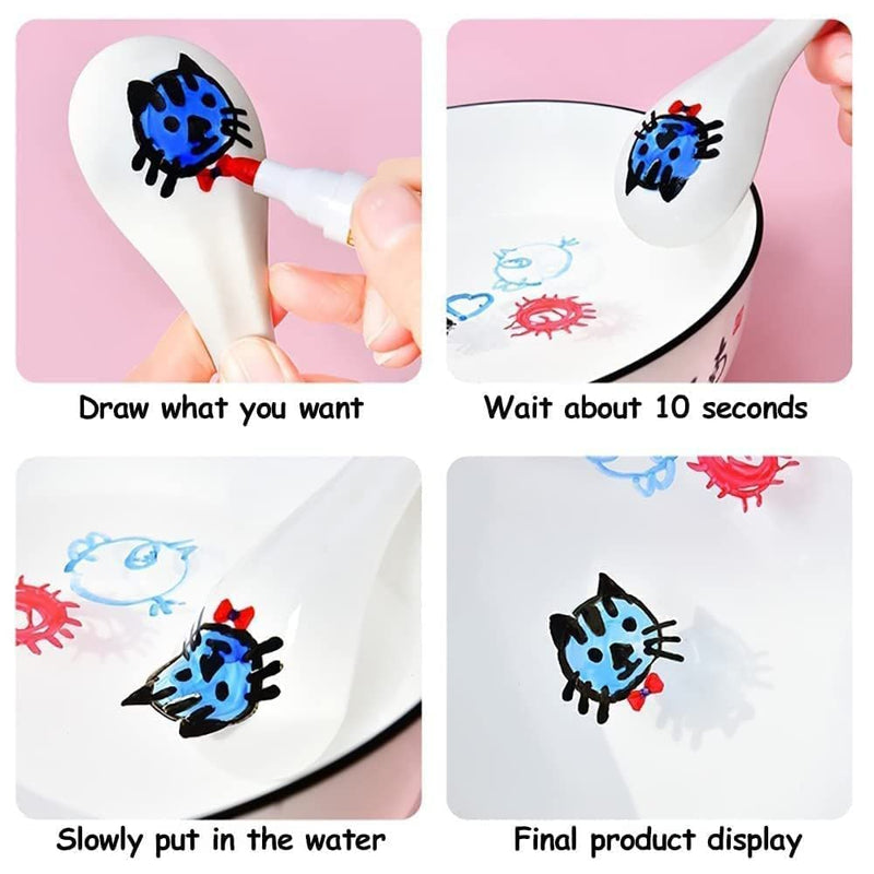 Water Floating Pen Pack Of 12 Pieces With Spoon