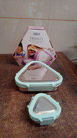 Ganesh Trinity 2-Piece Stainless Steel Triangle Lunch Box Set