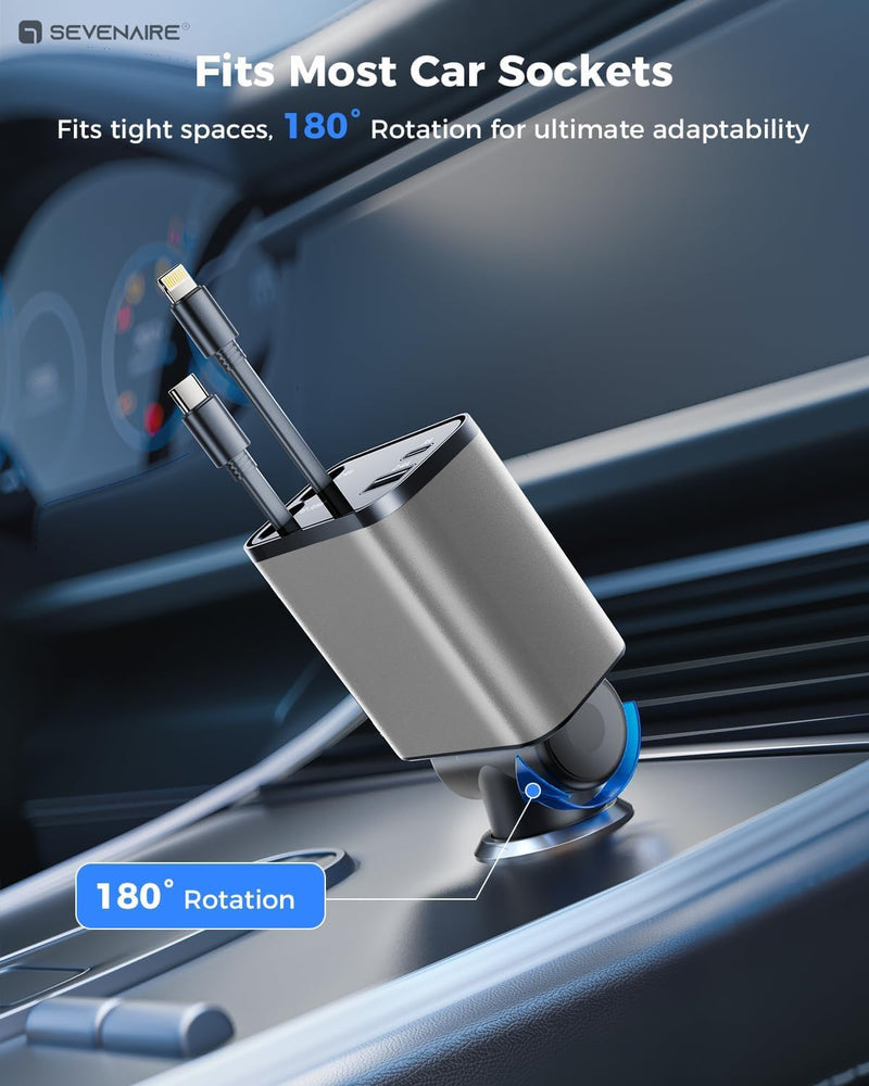 Retractable Car Charger | 4 in 1 Car Charger |  4 in 1 Super Fast Charge Car Phone Charger |