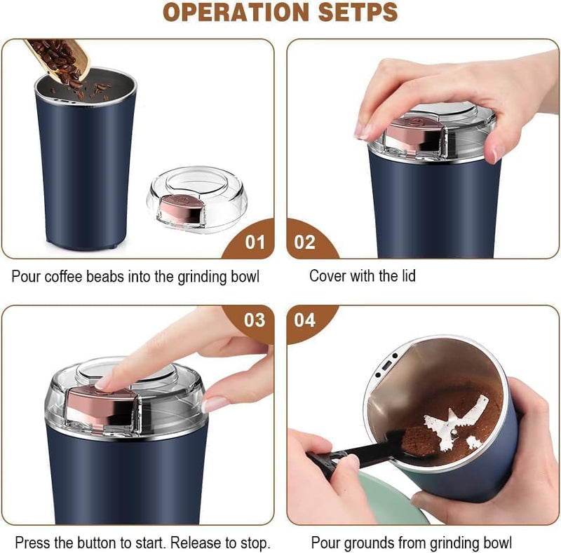 Electric Coffee & Spice Grinder - Portable Mixer