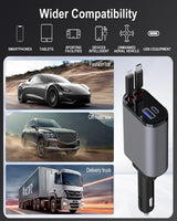 Retractable Car Charger | 4 in 1 Car Charger |  4 in 1 Super Fast Charge Car Phone Charger |
