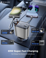 Retractable Car Charger | 4 in 1 Car Charger |  4 in 1 Super Fast Charge Car Phone Charger |
