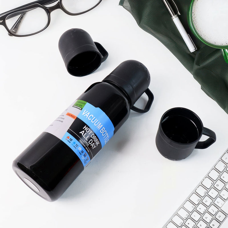 Sleek Black Thermos Flask Set