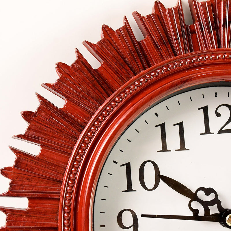 Wooden Look Round Wall Clock - Battery Operated, Easy-to-Read, Plastic Design for Home/Office