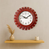 Wooden Look Round Wall Clock - Battery Operated, Easy-to-Read, Plastic Design for Home/Office