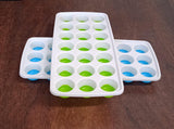 21 Cavity  Up Ice Cube Trays-Easy Release, Flexible Silicone Bottom - Stackable, BPA Free, Food Grade - for Convenient Freezer Ice Making (2 Pc Set)