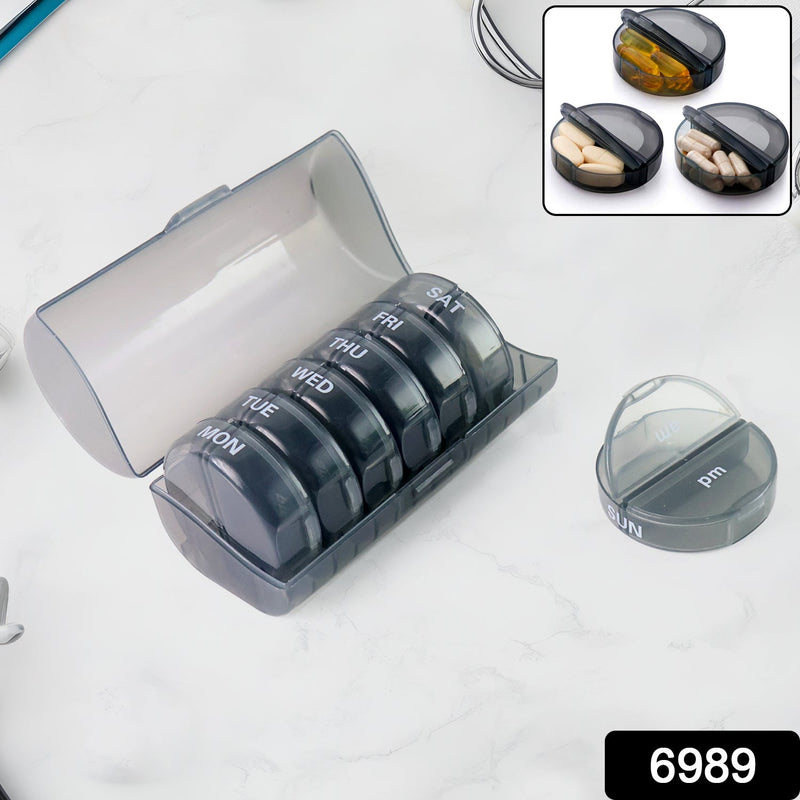 Weekly Pill Organizer 2 Times a Day Travel 7 Day Pill Box Twice a Day Daily Medicine Pill Case with Large Compartments