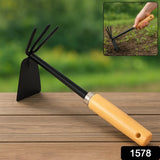 2 in 1 Double Hoe Gardening Tool with Wooden Handle